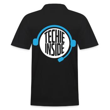Techie Inside Tech Support Headset - Men's Polo Shirt - black - Back - Kai (181cm)