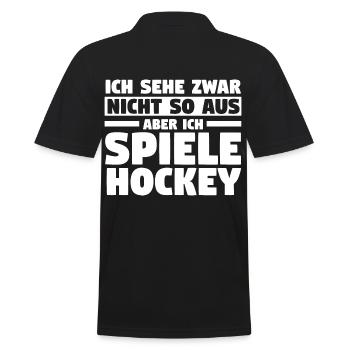 Eishockey Hockeyspieler Hockey - Männer Poloshirt - Schwarz - Hinten - Kai (181cm)