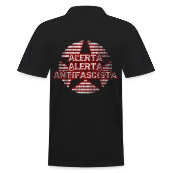 Stern der Antifa - Männer Poloshirt - Schwarz - Hinten - Kai (181cm)