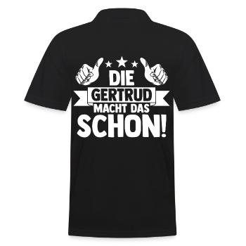 Gertrud - Männer Poloshirt - Schwarz - Hinten - Kai (181cm)