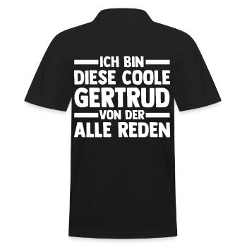 Gertrud - Männer Poloshirt - Schwarz - Hinten - Kai (181cm)