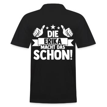 Vorname Erika - Männer Poloshirt - Schwarz - Hinten - Kai (181cm)
