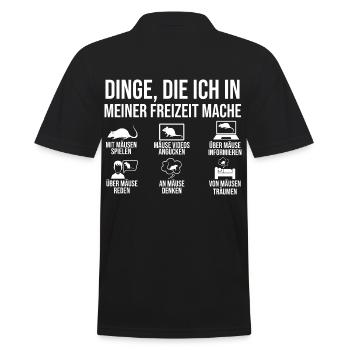 Dinge die ich in meiner Freizeit mache mit Mäusen - Männer Poloshirt - Schwarz - Hinten - Kai (181cm)