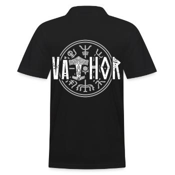 Vathor Wikinger Vater Thor Papa Krieger Spruch - Männer Poloshirt - Schwarz - Hinten - Kai (181cm)