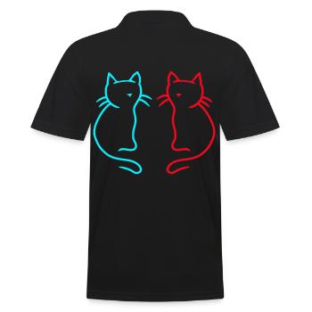 80er 90er Retro Vintage Katzen Katze - Männer Poloshirt - Schwarz - Hinten - Kai (181cm)