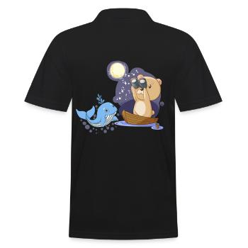 Ours en peluche marin avec baleine fantaisie enfants - Polo Homme - noir - Dos - Kai (181cm)