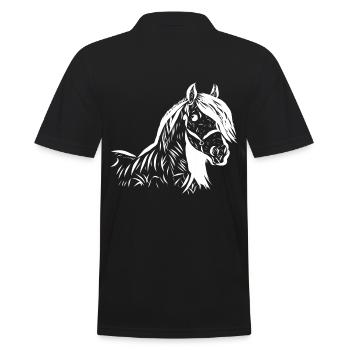 Pferd - Männer Poloshirt - Schwarz - Hinten - Kai (181cm)