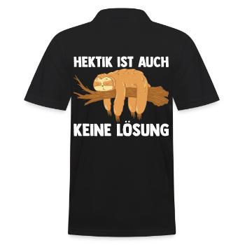 Hektik Ist Auch Keine Lösung Faultier - Männer Poloshirt - Schwarz - Hinten - Kai (181cm)