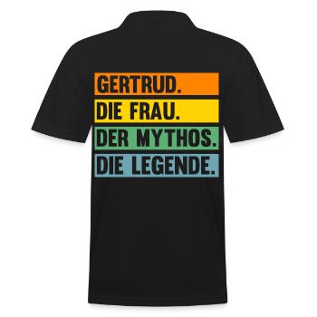 Gertrud - Männer Poloshirt - Schwarz - Hinten - Kai (181cm)