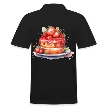 Erdbeeren Bäckerei, Küche Konditorin Erdbeerkuchen - Männer Poloshirt - Schwarz - Hinten - Kai (181cm)