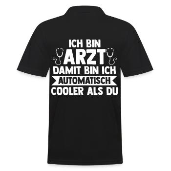 Mediziner Rettungssanitäter Notarzt Arzt - Männer Poloshirt - Schwarz - Hinten - Kai (181cm)