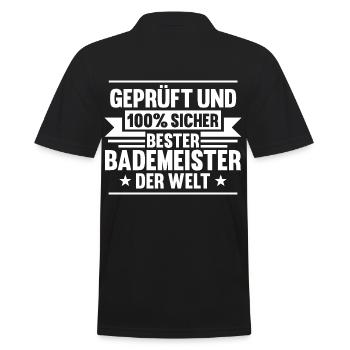 Rettungsschwimmer Bademeister - Männer Poloshirt - Schwarz - Hinten - Kai (181cm)