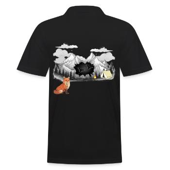 Fuchs Natur Zelt Gebirge Lagerfeuer Berge Natur - Männer Poloshirt - Schwarz - Hinten - Kai (181cm)