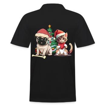 Pets Santa Santa Christmas Dog Cat - Men's Polo Shirt - black - Back - Kai (181cm)