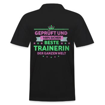 Trainer beste Trainerin - Männer Poloshirt - Schwarz - Hinten - Kai (181cm)