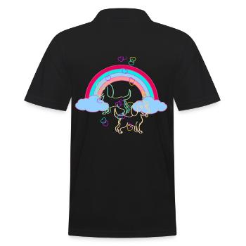 Heavenly Dream Fantasy Rainbow Dogs Colorful - Men's Polo Shirt - black - Back - Kai (181cm)