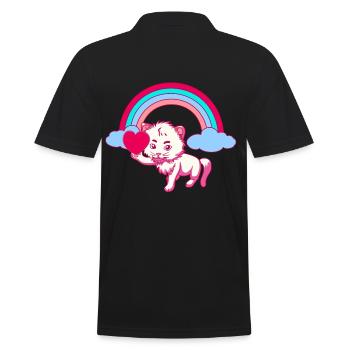 Rainbow Soft Kitten Children Toddler Baby - Men's Polo Shirt - black - Back - Kai (181cm)