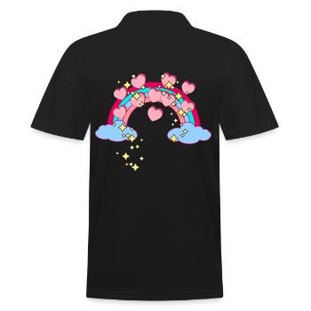 Magisch Regenbogen Sterne Herzen Glückwunsch - Männer Poloshirt - Schwarz - Hinten - Kai (181cm)