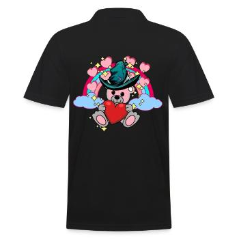 Fantasy Teddy Rainbow Kids Baby Hearts Cloud - Men's Polo Shirt - black - Back - Kai (181cm)