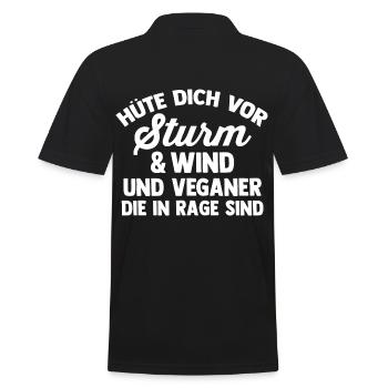 Fleischlos Vegan Pflanzlich Veganer - Männer Poloshirt - Schwarz - Hinten - Kai (181cm)