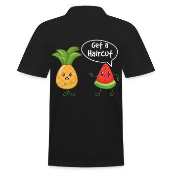 Got A Haircut Pineapple Melon Joke - Men's Polo Shirt - black - Back - Kai (181cm)