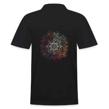 Colorful Airbrush Ink Boho Mandala - Men's Polo Shirt - black - Back - Kai (181cm)