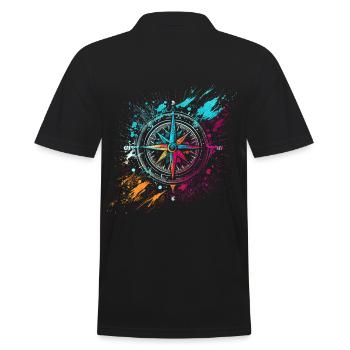 Colorful Airbrush Graffiti Compass - Men's Polo Shirt - black - Back - Kai (181cm)