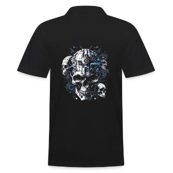 Crâne rétro futuriste Crâne Cyborg - Polo Homme - noir - Dos - Kai (181cm)