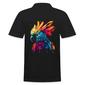 Psychedelic cockatoo in colorful street art look - Men's Polo Shirt - black - Back - Kai (181cm)
