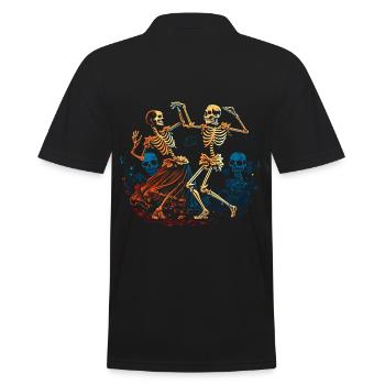 Dancing skeletons in the 50s look - Comic - Men's Polo Shirt - black - Back - Kai (181cm)