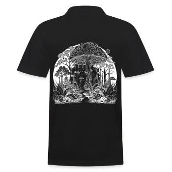 Motif de champignon mystique et magique - Polo Homme - noir - Dos - Kai (181cm)