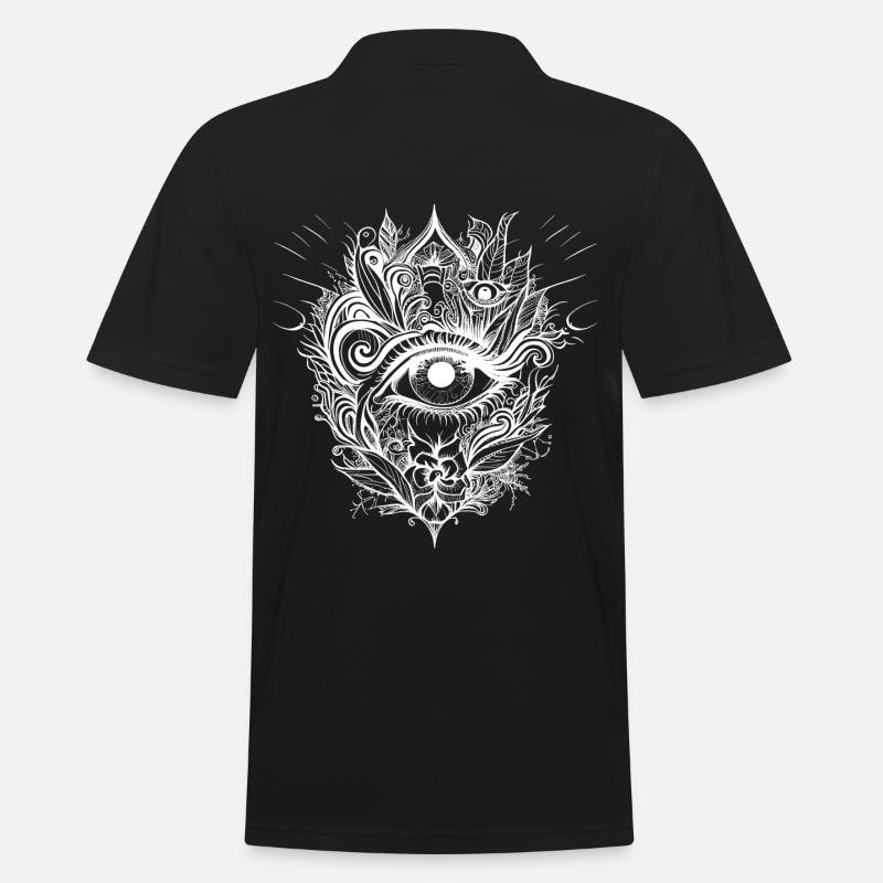 Psychedelisches Auge mit trippy Mustern - Männer Poloshirt - Schwarz