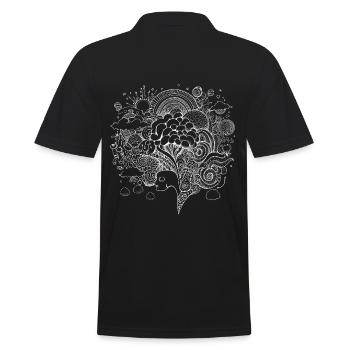 Psychedelisches Kunstwerk mit trippy Mustern - Männer Poloshirt - Schwarz - Hinten - Kai (181cm)