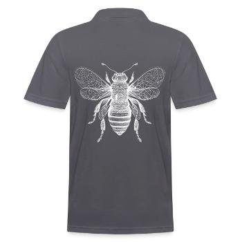 Beautiful bee artwork with Aztec patterns - Men's Polo Shirt - charcoal grey - Back - Nico (186cm)