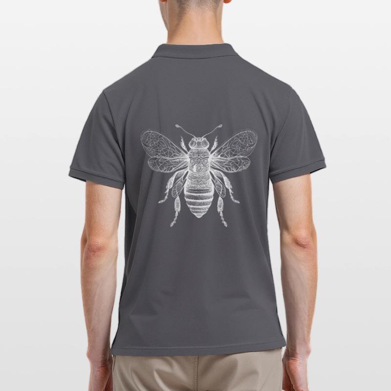 Beautiful bee artwork with Aztec patterns Men's Polo Shirt