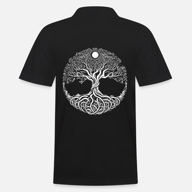 Mythischer Yggdrasil der Weltenbaum - Männer Poloshirt - Schwarz