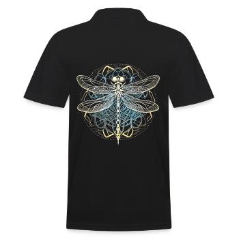 Libellule avec ornement blanc - Géométrie sacrée - Polo Homme - noir - Dos - Kai (181cm)