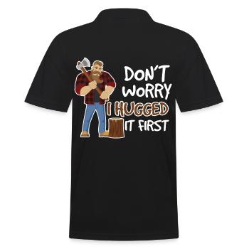 Dont Worry Hugged It First - Männer Poloshirt - Schwarz - Hinten - Kai (181cm)