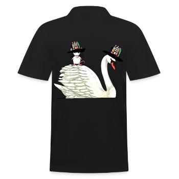 Swan Mouse Rodent Bird Hippie Friends Animals Child - Men's Polo Shirt - black - Back - Kai (181cm)
