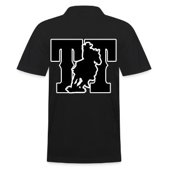 Turniertussi Design mit Westernpferd und Reiterin - Männer Poloshirt - Schwarz - Hinten - Kai (181cm)