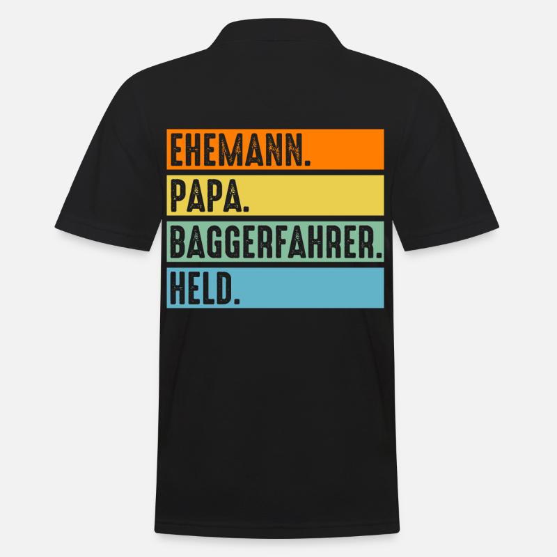 Baggerfahrer Papa Vater Tiefbauer Bagger - Männer Poloshirt - Schwarz