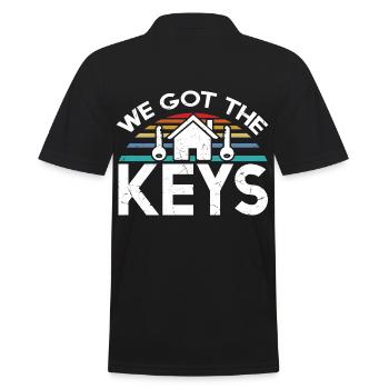 We Got The Keys Distressed Vintage - Men's Polo Shirt - black - Back - Kai (181cm)