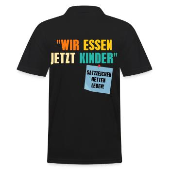 Wir Essen Jetzt Kinder Satzzeichen Retten Leben - Männer Poloshirt - Schwarz - Hinten - Kai (181cm)