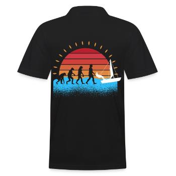 Evolution Segelboot Segler Segeln - Männer Poloshirt - Schwarz - Hinten - Kai (181cm)
