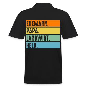 Papa Vater Landwirtschaft Bauer Landwirt - Männer Poloshirt - Schwarz - Hinten - Kai (181cm)