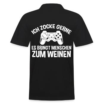 Zocker Zocken Gamer - Männer Poloshirt - Schwarz - Hinten - Kai (181cm)