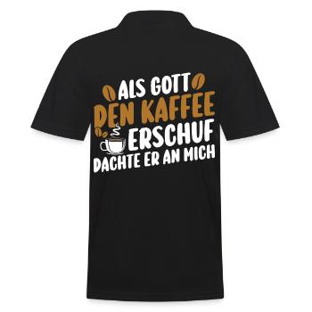 Als Gott Den Kaffee Erschuf Dachte Er An Mich - Männer Poloshirt - Schwarz - Hinten - Kai (181cm)