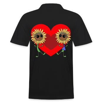 Sommer Sonnenblume Blume Garten Liebe Flora Paar - Männer Poloshirt - Schwarz - Hinten - Kai (181cm)