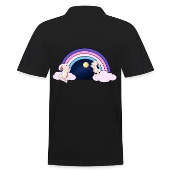 Regenbogen Fantasy Hasen Kinder Mond Sternenhimmel - Männer Poloshirt - Schwarz - Hinten - Kai (181cm)