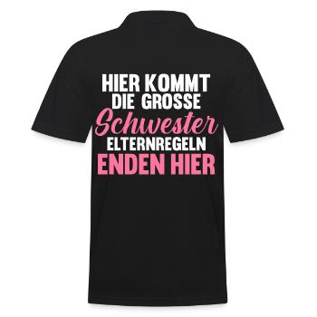 Geschwister Familie Schwestern Schwester - Männer Poloshirt - Schwarz - Hinten - Kai (181cm)